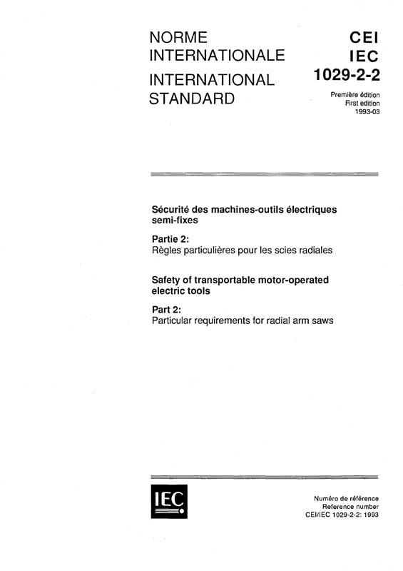 Cover IEC 61029-2-2:1993